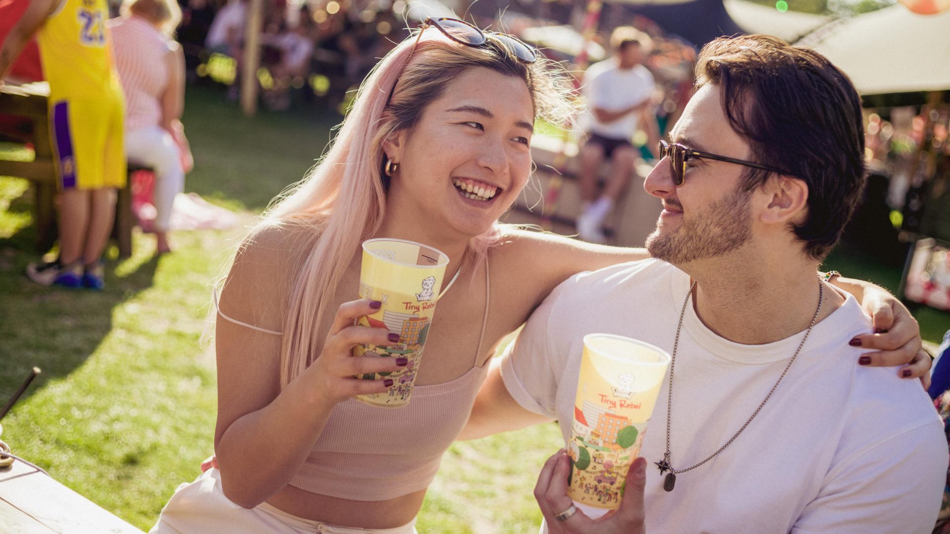 a couple enjoying drinks