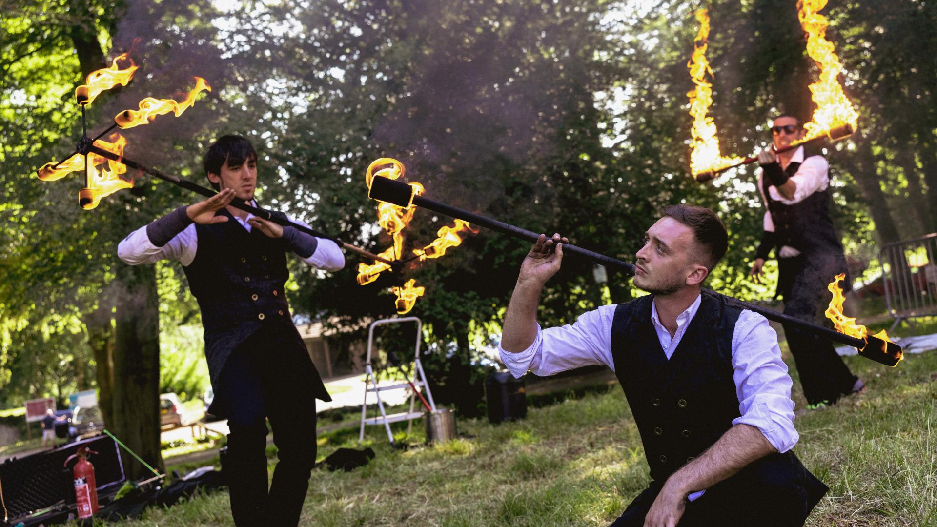 A pair of fire spinners