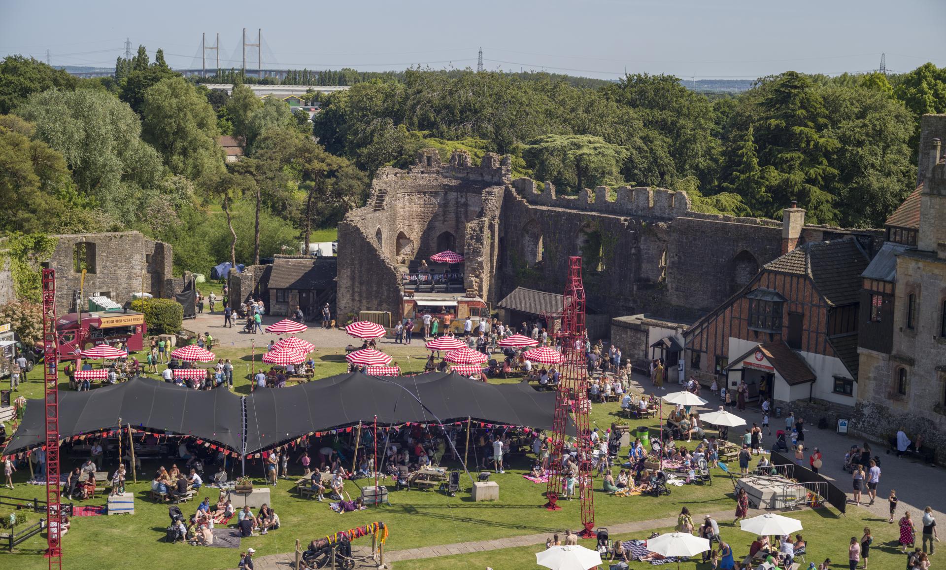 a wide shot from above of castle